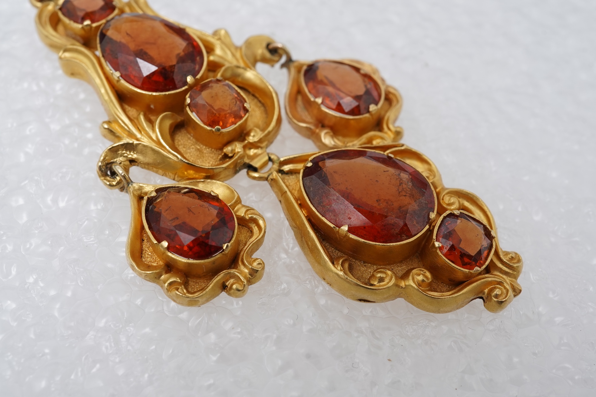 A hessonite garnet pendant, mid 19th century